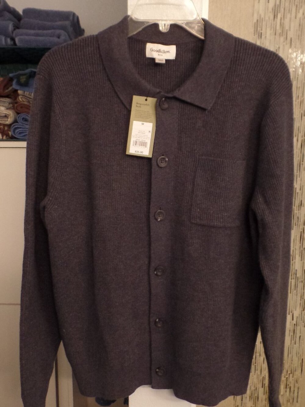 GOODFELLOW Men's Navy Cardigan - NWT - Medium
